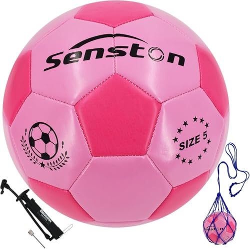 Senston Fußball mit Pumpe Official Größe 5, Trainings Match Fussball für Erwachsene und Junioren, Anfänger von Senston