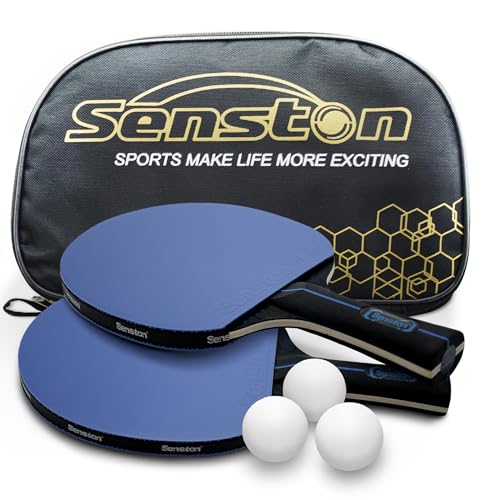 Senston Tischtennis Schläger Set, Profi 2 Tischtennisschläger und 3 Tischtennis-Bälle, Ideal für 2 Spieler von Senston