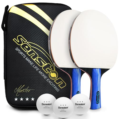 Senston Tischtennisschläger, 2 Tischtennis schläger Set, 3 Tischtennisbälle und Tragetasche, ideal für Junge Anfänger Training von Senston