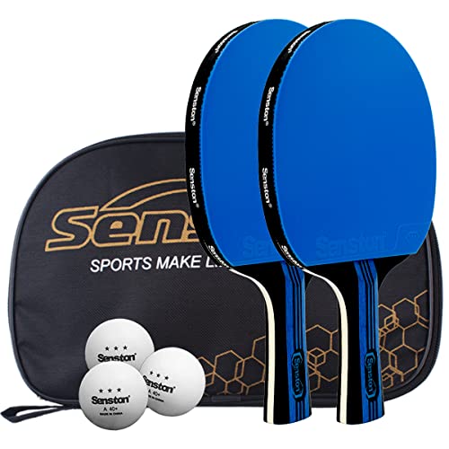 Senston Tischtennisschläger Set, 2 Tischtennisschlager, 3 Tischtennis Bälle und 1 Tasche Gut für Studenten, Anfänger, Training, Familienunterhaltung von Senston