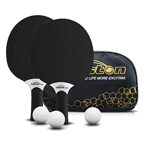 Senston Tischtennisschläger Set, professionelle Tischtennisschläger mit 3 Bällen, Ping Pong Paddel Set aus Gummi von Senston