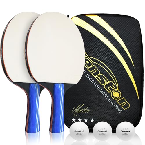 Senston Tischtennisschläger Set Pro Tischtennis Schläger mit 3 Tischtennisbällen Geeignet für Anfänger Weiß gefärbte Tischtennissets Ping Pong von Senston