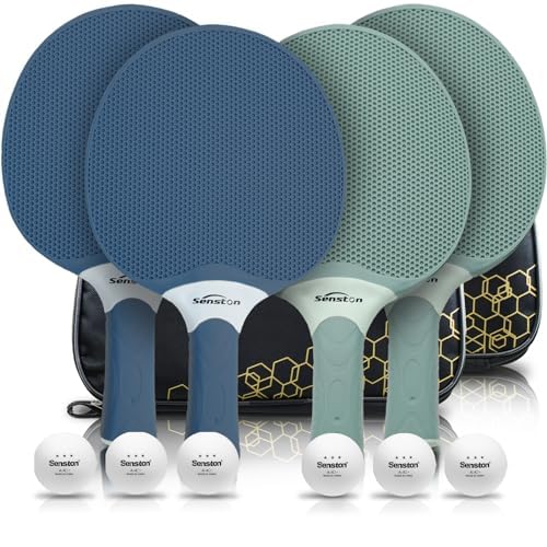Senston Tischtennisschlägerset, professionelles Tischtennis-Paddel-Set für 4 Spieler, Ping-Pong-Paddel aus Verbundgummi, Spiele im Innen- oder Außenbereich. Senston Tischtennisschlägerset, professionelles Tischtennis-Paddel-Set für 4 Spieler, Ping-Pong-Paddel aus Verbundgummi, Spiele im Innen- oder Außenbereich. von Senston