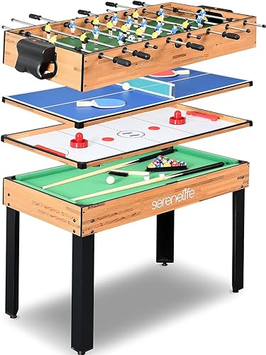 SereneLife 4-in-1 / 5-in-1 Multifunktionstisch – inkl. Billardtisch, Tischtennisplatte, Tischkicker, Kickertisch, Airhockey Tisch, Shuffleboard & Bowling Tische – Spieltisch Kinder & Erwachsene SereneLife 4-in-1 / 5-in-1 Multifunktionstisch – inkl. Billardtisch, Tischtennisplatte, Tischkicker, Kickertisch, Airhockey Tisch, Shuffleboard & Bowling Tische – Spieltisch Kinder & Erwachsene von SereneLife