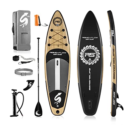 SereneLife Stand Up Paddling Board Set, SUP Board Komplettes Zubehör, Stand Up Paddle Board für Kinder & Erwachsene, Surfbrett & Tragetasche, Paddle Set Anti-Rutsch mit Pumpe, Auflasbares Paddelbrett von SereneLife