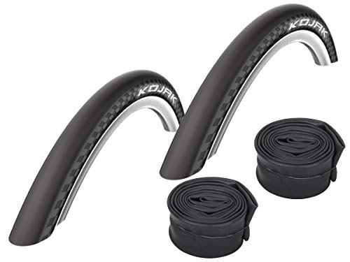 Set: 2X Schwalbe Kojak Fahrrad Slick Reifen 50-559 / 26x2.00 + Schwalbe SCHLÄUCHE Dunlopventil von Schwalbe