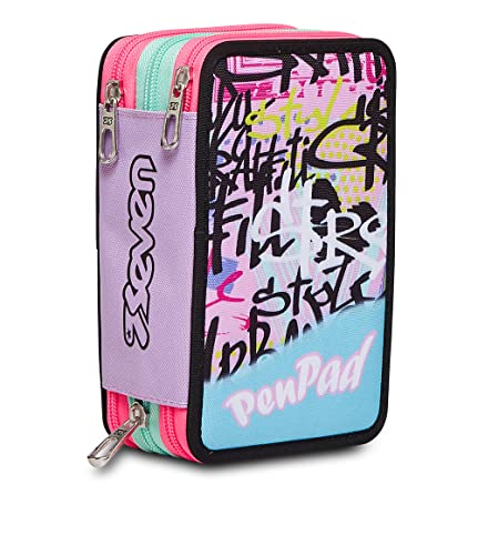 Seven Federmäppchen, Mäppchen, mehrfarbig, Federtasche für Schreibwaren, Etui mit Stiften, Kugelschreiber, & mehr, 3 Fächer, Mädchen & Jungen, Schule - Grundschule, XXL, Muster Seven Federmäppchen, Mäppchen, mehrfarbig, Federtasche für Schreibwaren, Etui mit Stiften, Kugelschreiber, & mehr, 3 Fächer, Mädchen & Jungen, Schule - Grundschule, XXL, Muster von Seven