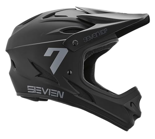 7 iDP M1 MTB Mountainbike Vollvisierhelm leicht belüftet (mattschwarz, Jugend groß) von Seven iDP