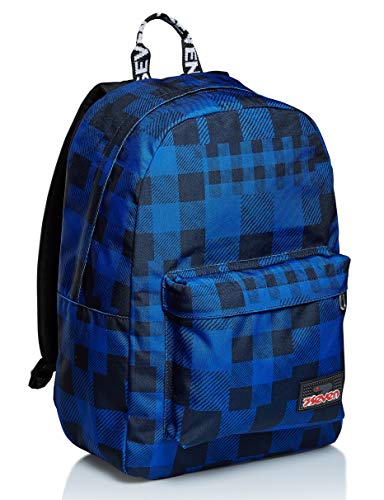 RUCKSACK ISCHOOLPACK SEVEN Geräumige Schultasche für Teenager, Mädchen und Jungen, mit Laptopfach & USB Anschluss, italienisches Designblau,inkl. Powerbank von Seven