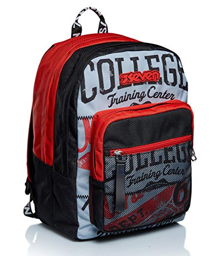 Seven Rucksack, Backpack für Schule, Uni & Freizeit, Geräumige Schultasche für Teenager, Mädchen und Jungen, mit Trinkflaschenfach, rot/grau, italienisches Design, EXTRA FIT BRIGHT COLLEGE Seven Rucksack, Backpack für Schule, Uni & Freizeit, Geräumige Schultasche für Teenager, Mädchen und Jungen, mit Trinkflaschenfach, rot/grau, italienisches Design, EXTRA FIT BRIGHT COLLEGE von Seven