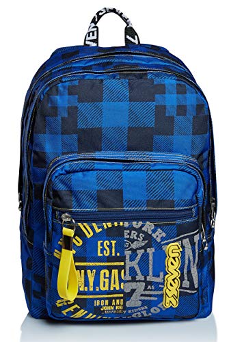 Rucksack Extra Fit Seven, Check, Schule und Freizeit, Blau von SEVEN