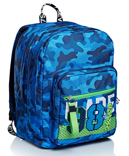 Seven Rucksack, Backpack für Schule, Uni & Freizeit, Geräumige Schultasche für Teenager, Mädchen und Jungen, mit Trinkflaschenfach, blau, italienisches Design, EXTRA FIT CREW von Seven