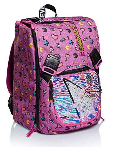 Seven Schulrucksack Seven ausziehbar - Starry Rainbow - Wende-Pailletten Unisex Kinder, Rot ,Einheitsgröße Seven Schulrucksack Seven ausziehbar - Starry Rainbow - Wende-Pailletten Unisex Kinder, Rot ,Einheitsgröße von Seven
