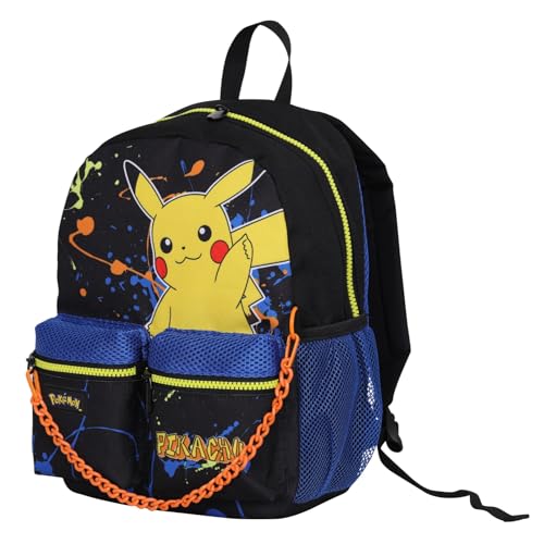 SEVEN Rucksack für Schule, Pokemon, Kindergarten und Freizeit, blau und gelb, Kinder und Jugendliche, mit doppelter Fronttasche, Schwarz, Blau und Gelb, Taglia unica, Casual SEVEN Rucksack für Schule, Pokemon, Kindergarten und Freizeit, blau und gelb, Kinder und Jugendliche, mit doppelter Fronttasche, Schwarz, Blau und Gelb, Taglia unica, Casual von Seven