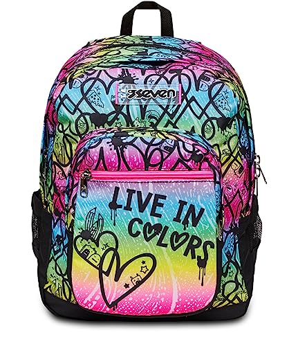 Seven Freethink Rucksack, Geräumige Schultasche für Teenager, Schulranzen fü Mädchen Jungen, mit Doppelfach und Trinkflaschenfach, gepolstert, für Schule, Sport und Freizeit; pink-grün Seven Freethink Rucksack, Geräumige Schultasche für Teenager, Schulranzen fü Mädchen Jungen, mit Doppelfach und Trinkflaschenfach, gepolstert, für Schule, Sport und Freizeit; pink-grün von Seven