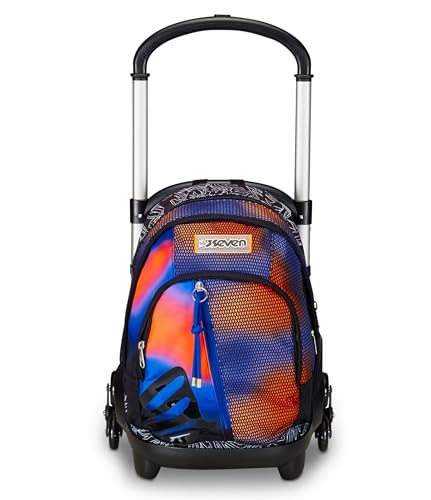 SEVEN Schultrolley Flex 3 Rollen, Blau, Shadefull Boy, 3 in 1, Dreifachverwendung, Rucksack mit abnehmbarem Wagen, Tasche für Trinkflasche und Crossover System, Schulrucksack für Reisen, Kinder SEVEN Schultrolley Flex 3 Rollen, Blau, Shadefull Boy, 3 in 1, Dreifachverwendung, Rucksack mit abnehmbarem Wagen, Tasche für Trinkflasche und Crossover System, Schulrucksack für Reisen, Kinder von Seven