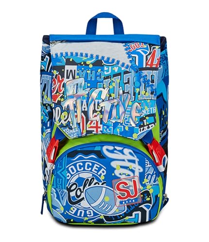 SJ Gang erweiterbarer Schulrucksack, Blau, RealBasket, Doppel-Rucksack mit seitlichem Reißverschluss, Flaschenhalter, Grundschule, Kinderrucksack, blau, Taglia Unica, rucksack SJ Gang erweiterbarer Schulrucksack, Blau, RealBasket, Doppel-Rucksack mit seitlichem Reißverschluss, Flaschenhalter, Grundschule, Kinderrucksack, blau, Taglia Unica, rucksack von Seven