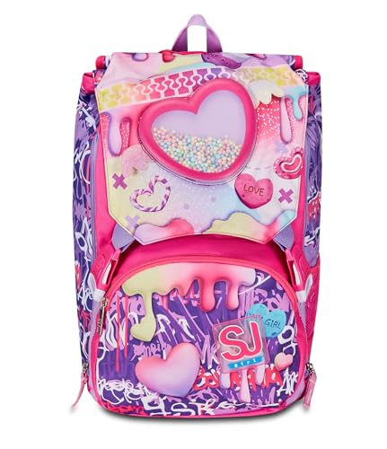 SJ Gang erweiterbarer Schulrucksack, Rosa, Sphere Full Girl, Doppelrucksack mit seitlichem Reißverschluss, Tasche für Trinkflasche, Grund- und Mittelschulen, Mädchen, Rosa, Taglia unica, Rucksack SJ Gang erweiterbarer Schulrucksack, Rosa, Sphere Full Girl, Doppelrucksack mit seitlichem Reißverschluss, Tasche für Trinkflasche, Grund- und Mittelschulen, Mädchen, Rosa, Taglia unica, Rucksack von Seven