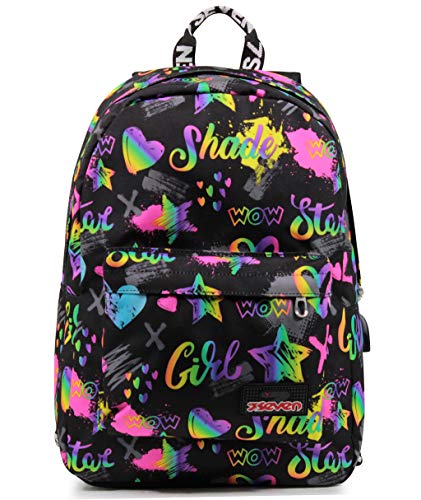 RUCKSACK ISCHOOLPACK SEVEN IRIDESCENT Geräumige Schultasche für Teenager, Mädchen und Jungen, mit Laptopfach & USB Anschluss, italienisches Designschwarz, inkl. Powerbank RUCKSACK ISCHOOLPACK SEVEN IRIDESCENT Geräumige Schultasche für Teenager, Mädchen und Jungen, mit Laptopfach & USB Anschluss, italienisches Designschwarz, inkl. Powerbank von Seven