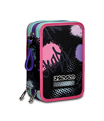 Federmäppchen SEVEN, Mäppchen, mehrfarbig, Federtasche für Schreibwaren, Etui mit Stiften, Kugelschreiber, & mehr, 3 Fächer, Mädchen & Jungen, Schule - Grundschule, XXL Fantasy Black rosa/schwarz Federmäppchen SEVEN, Mäppchen, mehrfarbig, Federtasche für Schreibwaren, Etui mit Stiften, Kugelschreiber, & mehr, 3 Fächer, Mädchen & Jungen, Schule - Grundschule, XXL Fantasy Black rosa/schwarz von Seven