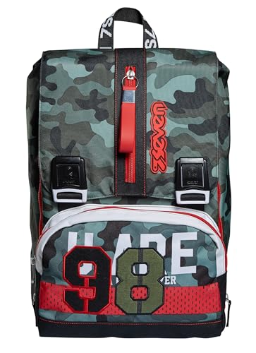 Seven Rucksack, Backpack für Schule, Uni & Freizeit, Erweiterbarer Schulranzen, Geräumige Schultasche für Teenager, Mädchen und Jungen, Extra Platz, rot/grün CREW Seven Rucksack, Backpack für Schule, Uni & Freizeit, Erweiterbarer Schulranzen, Geräumige Schultasche für Teenager, Mädchen und Jungen, Extra Platz, rot/grün CREW von Seven