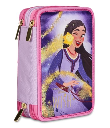 Seven Disney Federmäppchen mit 3 Fächern, Motiv: Wish Strong Heart, Bright Spirit, mehrfarbig – Federmäppchen mit mehreren Fächern mit Bleistiften, Stiften und Farben, mehrfarbig, Taglia Unica, Modern Seven Disney Federmäppchen mit 3 Fächern, Motiv: Wish Strong Heart, Bright Spirit, mehrfarbig – Federmäppchen mit mehreren Fächern mit Bleistiften, Stiften und Farben, mehrfarbig, Taglia Unica, Modern von Seven