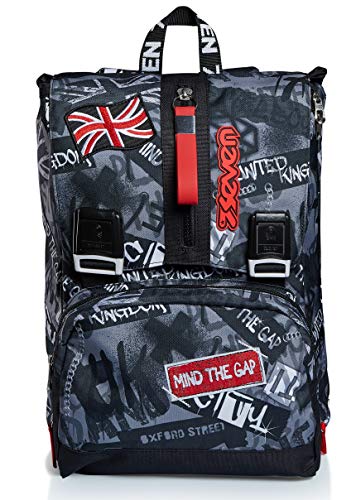 Seven Rucksack, Backpack für Schule, Uni & Freizeit, Erweiterbarer Schulranzen, Geräumige Schultasche für Teenager, Mädchen und Jungen, Extra Platz, grau, KEEP FLAG Seven Rucksack, Backpack für Schule, Uni & Freizeit, Erweiterbarer Schulranzen, Geräumige Schultasche für Teenager, Mädchen und Jungen, Extra Platz, grau, KEEP FLAG von Seven