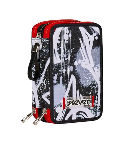 Seven Federmäppchen, Mäppchen, Mehrfarbig, Federtasche für Schreibwaren, Etui komplett mit Bleistiften, Filzstiften, Schulmaterial, mit 3 Fächern, Mädchen, Schule - Grundschule, XXL schwarz rot Seven Federmäppchen, Mäppchen, Mehrfarbig, Federtasche für Schreibwaren, Etui komplett mit Bleistiften, Filzstiften, Schulmaterial, mit 3 Fächern, Mädchen, Schule - Grundschule, XXL schwarz rot von Seven