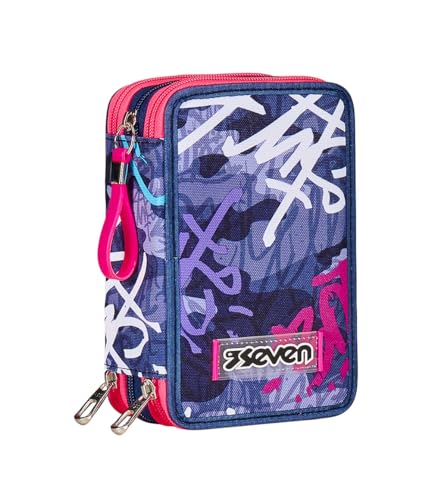 Seven Federmäppchen, Mäppchen, Mehrfarbig, Federtasche für Schreibwaren, Etui komplett mit Bleistiften, Filzstiften, Schulmaterial, mit 3 Fächern, Mädchen, Schule - Grundschule, XXL violett lila Seven Federmäppchen, Mäppchen, Mehrfarbig, Federtasche für Schreibwaren, Etui komplett mit Bleistiften, Filzstiften, Schulmaterial, mit 3 Fächern, Mädchen, Schule - Grundschule, XXL violett lila von Seven