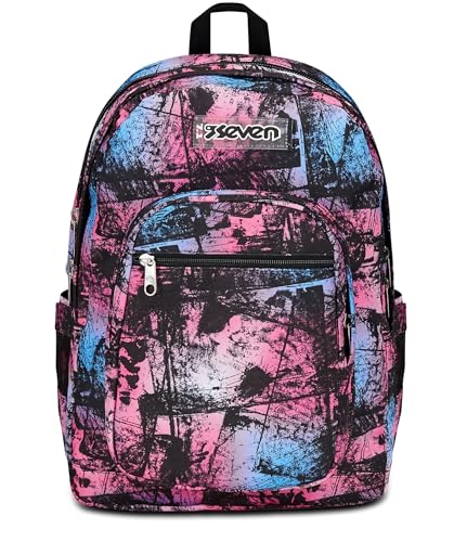 Seven Freethink Schulrucksack, Violett Fuchsia, Mädchen, Doppelrucksack mit USB-Anschluss, Tasche für PC oder Tablet und Trinkflasche, mittlerer und höherer Rucksack, Mädchen, Mehrfarbig, Taglia Seven Freethink Schulrucksack, Violett Fuchsia, Mädchen, Doppelrucksack mit USB-Anschluss, Tasche für PC oder Tablet und Trinkflasche, mittlerer und höherer Rucksack, Mädchen, Mehrfarbig, Taglia von Seven