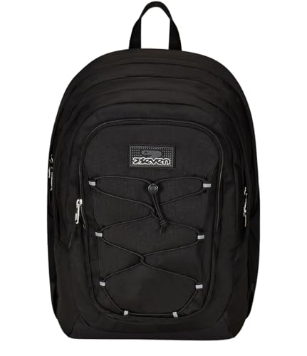 Seven Imovepack Rucksack mit Doppelfach, schwarz, mit Trinkflaschenhalter, für Schule und Reisen, mittlere und obere Fächer, Kinder und Jugendliche, Schwarz, Taglia unica, schulisch von Seven