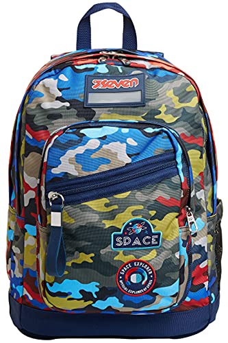 Seven Rucksack, Backpack für Schule, Uni & Freizeit, Geräumige Schultasche für Teenager, Mädchen und Jungen, mit Trinkflaschenfach, blau, italienisches Design, NEW FIT CAMO STAINS Seven Rucksack, Backpack für Schule, Uni & Freizeit, Geräumige Schultasche für Teenager, Mädchen und Jungen, mit Trinkflaschenfach, blau, italienisches Design, NEW FIT CAMO STAINS von Seven
