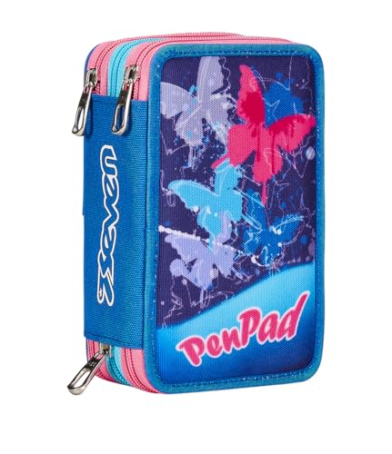 Seven Pen Pad Federmäppchen mit 3 Fächern, Hellblau, dreifach, komplett mit Bleistiften, Filzstiften, Farben, Zubehör Rucksack, Grundschule, Mittel, Oben, Mädchen und Mädchen, hellblau, Taglia Unica, Seven Pen Pad Federmäppchen mit 3 Fächern, Hellblau, dreifach, komplett mit Bleistiften, Filzstiften, Farben, Zubehör Rucksack, Grundschule, Mittel, Oben, Mädchen und Mädchen, hellblau, Taglia Unica, von Seven