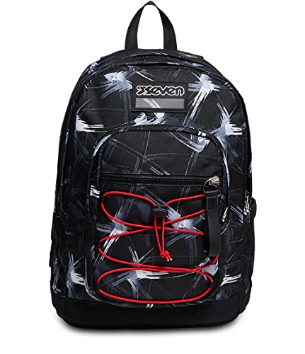 Seven Rucksack, Backpack für Schule, Uni & Freizeit, Geräumige Schultasche für Teenager, Mädchen und Jungen, mit Trinkflaschenfach, schwarz, italienisches Design, NEW FIT SNAKY BOY von Seven