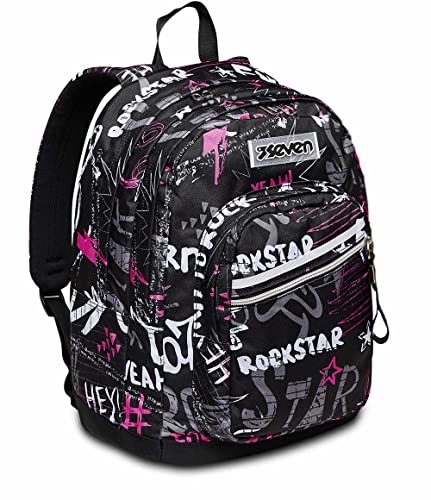 Seven Rucksack NEW FIT STREETPAINT GIRL Backpack für Schule & Freizeit, Geräumige Schultasche für Teenager, Mädchen und Jungen, mit Trinkflaschenfach, mehrfarbig, italienisches Design von Seven