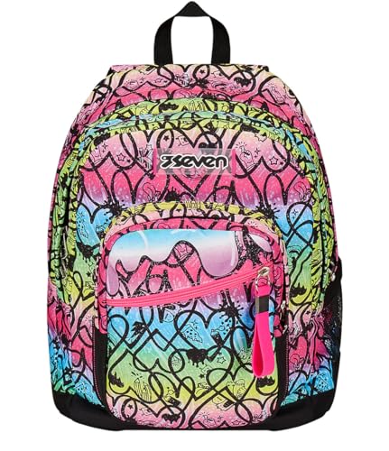Seven Rucksack mit Doppelfach New Fit, JumpLove, Rosa, Trinkflaschentasche, großes Fassungsvermögen, vorgeformter Rücken, Schul- und Reiserucksack, Kinder und Jugendliche, Rosa, Taglia unica, Seven Rucksack mit Doppelfach New Fit, JumpLove, Rosa, Trinkflaschentasche, großes Fassungsvermögen, vorgeformter Rücken, Schul- und Reiserucksack, Kinder und Jugendliche, Rosa, Taglia unica, von Seven