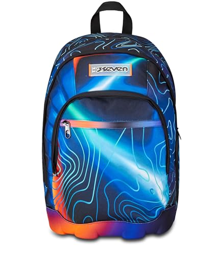 Seven Schulrucksack Dual, Blau, Mapset Boy, Doppelter Rucksack mit Tasche für PC oder Tablet, Tasche für Trinkflasche und Organizer, Rucksack für mittlere und obere Schulen, Kinder Jungen, blau, von Seven