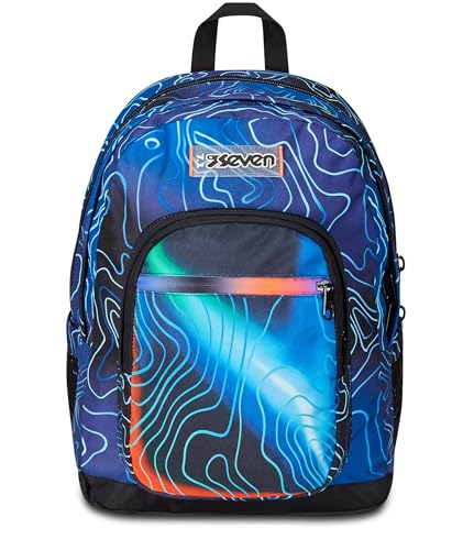 Seven Schulrucksack Freethink, Blau, Mapset Boy, Rucksack mit Doppelfach, Laptop- oder Tablet-Tasche und Trinkflasche, mittlerer und oberer Rucksack, Kinder Jungen, blau, Taglia Unica, Rucksack Seven Schulrucksack Freethink, Blau, Mapset Boy, Rucksack mit Doppelfach, Laptop- oder Tablet-Tasche und Trinkflasche, mittlerer und oberer Rucksack, Kinder Jungen, blau, Taglia Unica, Rucksack von Seven