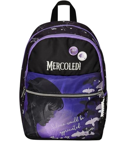Seven Schulrucksack Mittwoch - BE THE STRANGE YOU WANT TO - Rucksack mit Doppelfach - Trinkflaschentasche, Rucksack Mädchen Mercoledi - Maxi Fassungsvermögen, violett, Taglia unica, Rucksack Backpacks Seven Schulrucksack Mittwoch - BE THE STRANGE YOU WANT TO - Rucksack mit Doppelfach - Trinkflaschentasche, Rucksack Mädchen Mercoledi - Maxi Fassungsvermögen, violett, Taglia unica, Rucksack Backpacks von Seven