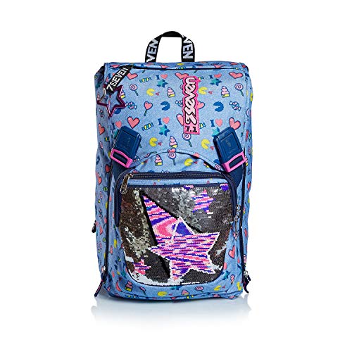 Seven Seven S.P.A. Montagetasche, Easy Bag, Rosa, Lanyard-Verschluss, Schule und Freizeit, Rucksack Unisex Kinder, Indigoblau ,Einheitsgröße von Seven