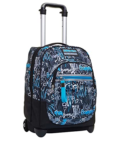 Seven TROLLEY, 2 in 1, Schulranzen mit Rollen, Rucksack mit Trolleyfunktion für Kinder, ab 1. Klasse, für Schule, Reisen, Mädchen&Jungen, blau, HANDWRITTEN Seven TROLLEY, 2 in 1, Schulranzen mit Rollen, Rucksack mit Trolleyfunktion für Kinder, ab 1. Klasse, für Schule, Reisen, Mädchen&Jungen, blau, HANDWRITTEN von Seven