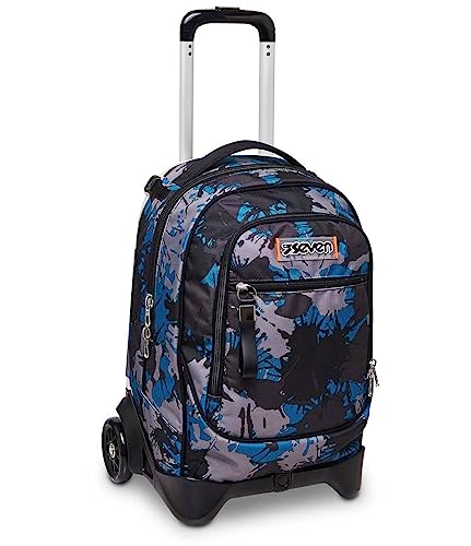 Seven Trolley für Schulter, abnehmbar, New Tech, CHROMO FLUID BOY, 3 in 1 Schultergurte für Rucksack, Blau, Kinder und Jungen, Schwarz, Taglia unica, Modern von Seven