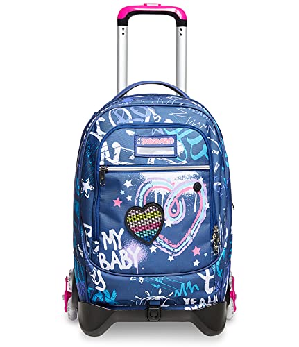 Seven TROLLEY Rucksack mit Trolleyfunktion, Schulranzen mit Rollen,3 in 1, Abnehmbarer Rucksack, ab 1. Klasse, für Schule,Gymnasium,Reisen&Freizeit, Mädchen&Jungen, JACK-3WD Rock On Girl, blau Seven TROLLEY Rucksack mit Trolleyfunktion, Schulranzen mit Rollen,3 in 1, Abnehmbarer Rucksack, ab 1. Klasse, für Schule,Gymnasium,Reisen&Freizeit, Mädchen&Jungen, JACK-3WD Rock On Girl, blau von Seven