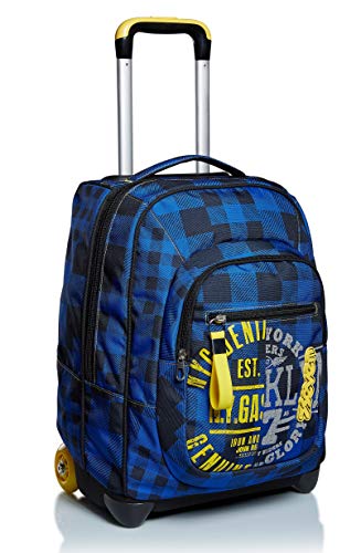 Seven TROLLEY, 2 in 1, Schulranzen mit Rollen, Rucksack mit Trolleyfunktion für Kinder, ab 1. Klasse, für Schule, Reisen, Mädchen&Jungen, blau, CHECK Seven TROLLEY, 2 in 1, Schulranzen mit Rollen, Rucksack mit Trolleyfunktion für Kinder, ab 1. Klasse, für Schule, Reisen, Mädchen&Jungen, blau, CHECK von Invicta