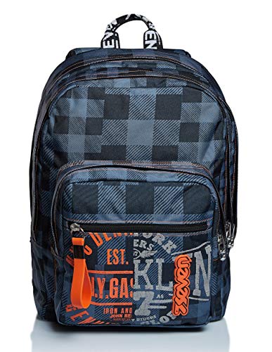 Seven Rucksack, Backpack für Schule, Uni & Freizeit, Geräumige Schultasche für Teenager, Mädchen und Jungen, mit Trinkflaschenfach, grau, italienisches Design, EXTRA FIT CHECK von Seven