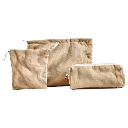 3 stück Kosmetiktasche, schminktasche klein,reißverschlüsse,kordsamt Kosmetiktasche Cord,travel Cosmetic Organizer für Damen mädchen,Khaki 3 stück Kosmetiktasche, schminktasche klein,reißverschlüsse,kordsamt Kosmetiktasche Cord,travel Cosmetic Organizer für Damen mädchen,Khaki von Sewokon