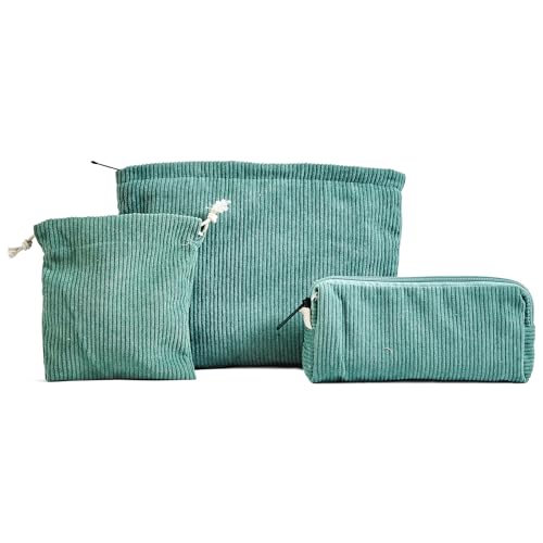 3 stück Kosmetiktasche, schminktasche klein,reißverschlüsse,kordsamt Kosmetiktasche Cord,travel Cosmetic Organizer für Damen mädchen,grün 3 stück Kosmetiktasche, schminktasche klein,reißverschlüsse,kordsamt Kosmetiktasche Cord,travel Cosmetic Organizer für Damen mädchen,grün von Sewokon