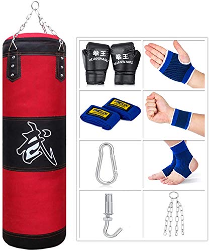 Sfeexun Boxsack Set Erwachsene, Heavy Duty Sandsack Boxen Hängend Box Sack Punching Bag mit Handschuhen, Kette, Deckenhaken, boxsack hängend für Muay Thai Taekwondo MMA UFC (Nicht gefüllt) von Sfeexun