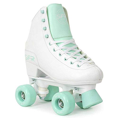 SFR Skates Figure Quad Skates Rollschuhe für Kinder, Jugendliche, Unisex, Mehrfarbig (White/Green), 37 von SFR