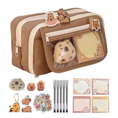 Capybara Federmäppchen Federtaschen Teenager Mädchen Jungs Mäppchen Etui Stifte Mehrere Fächer, Große Kapazität Pencil Case für Schule & Büro von Sghtil